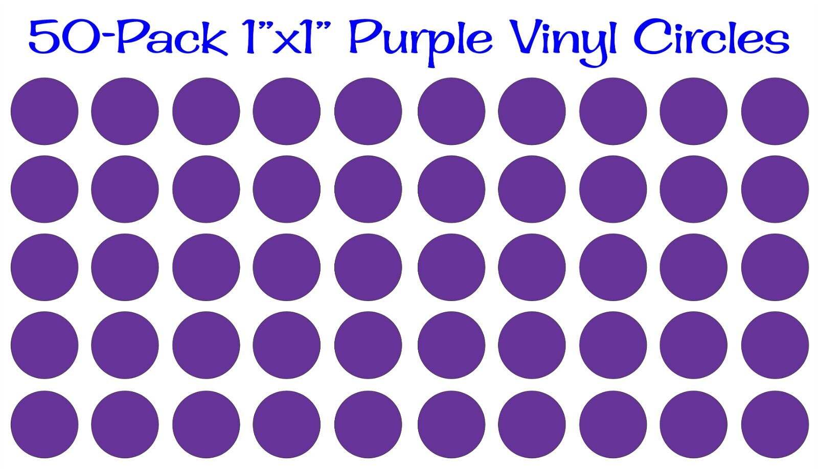 50 pack – 1″x1″ Round Purple Vinyl Stickers / Circles Polka Dots Die Cut Decals