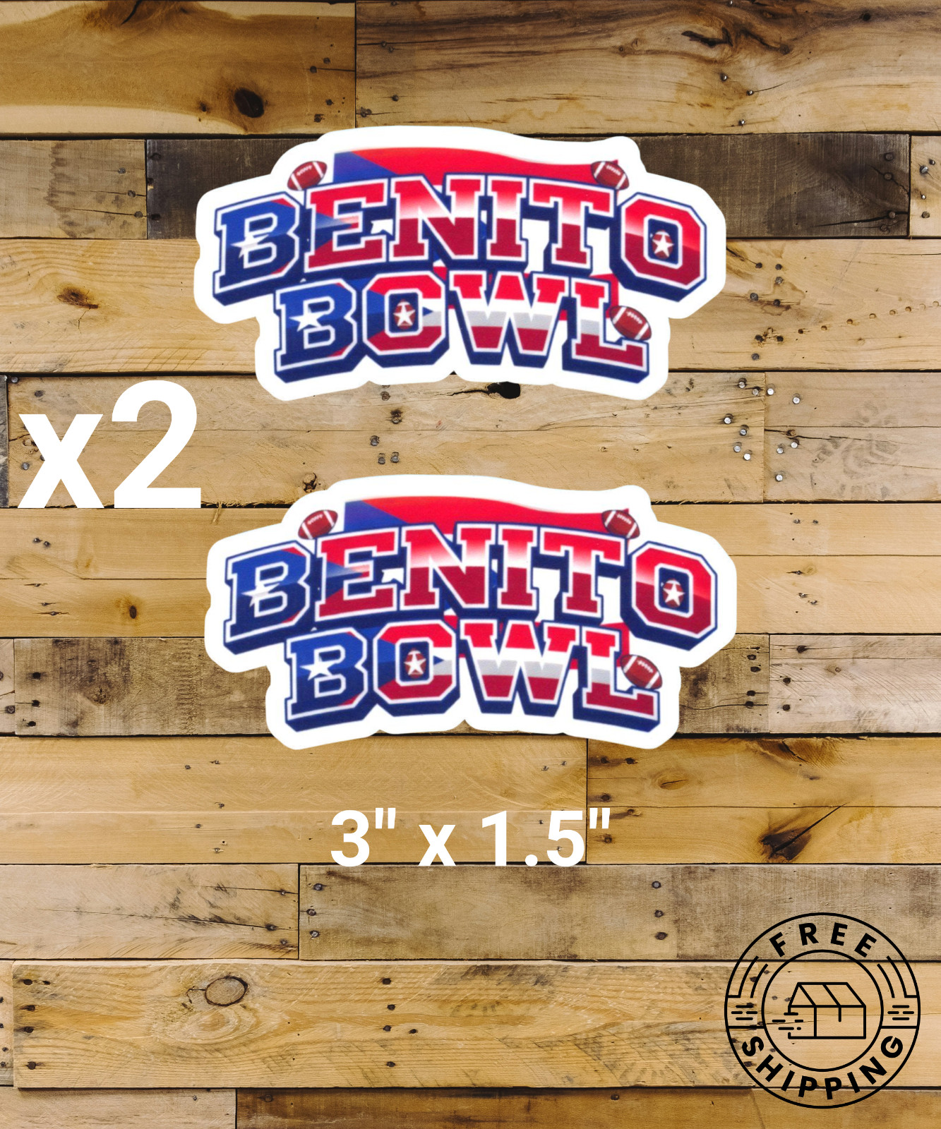 x2 Puerto Rico BENITO BOWL Football Vinyl Sticker QTY. 2