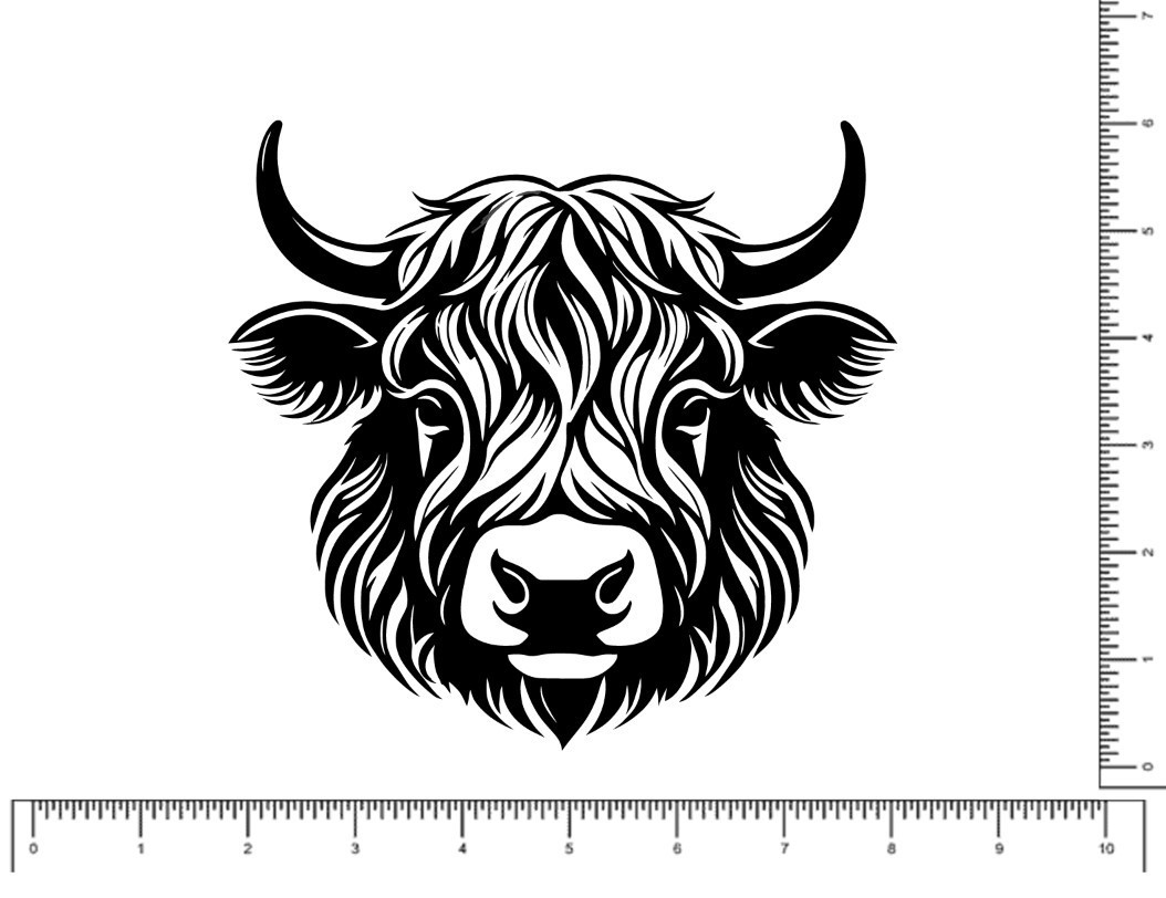 Highland Cow Vinyl Die Cut Decal, Waterproof, Durable Outdoor, Cute 5.9″ x 5.6″
