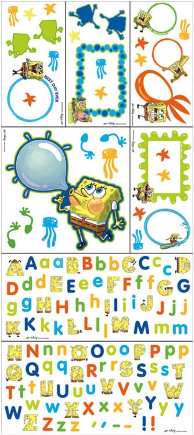 SPONGEBOB SQUAREPANTS WALL STICKER SET – SELF STICK PHOTO FRAME DECOR KIT