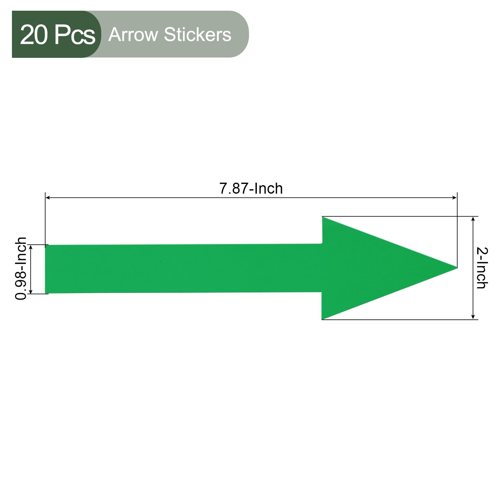 20 Pack Arrow Sticker 20x5cm PVC Removable Self Adhesive Waterproof Signs Green