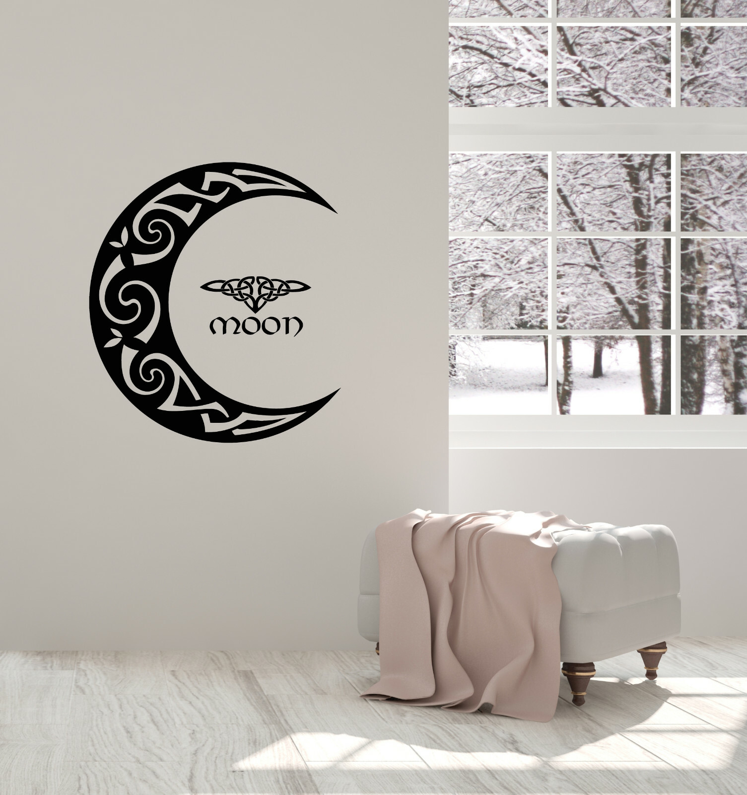 Vinyl Wall Decal Celtic Moon Ornament Crescent Bedroom Home Stickers (ig5486)