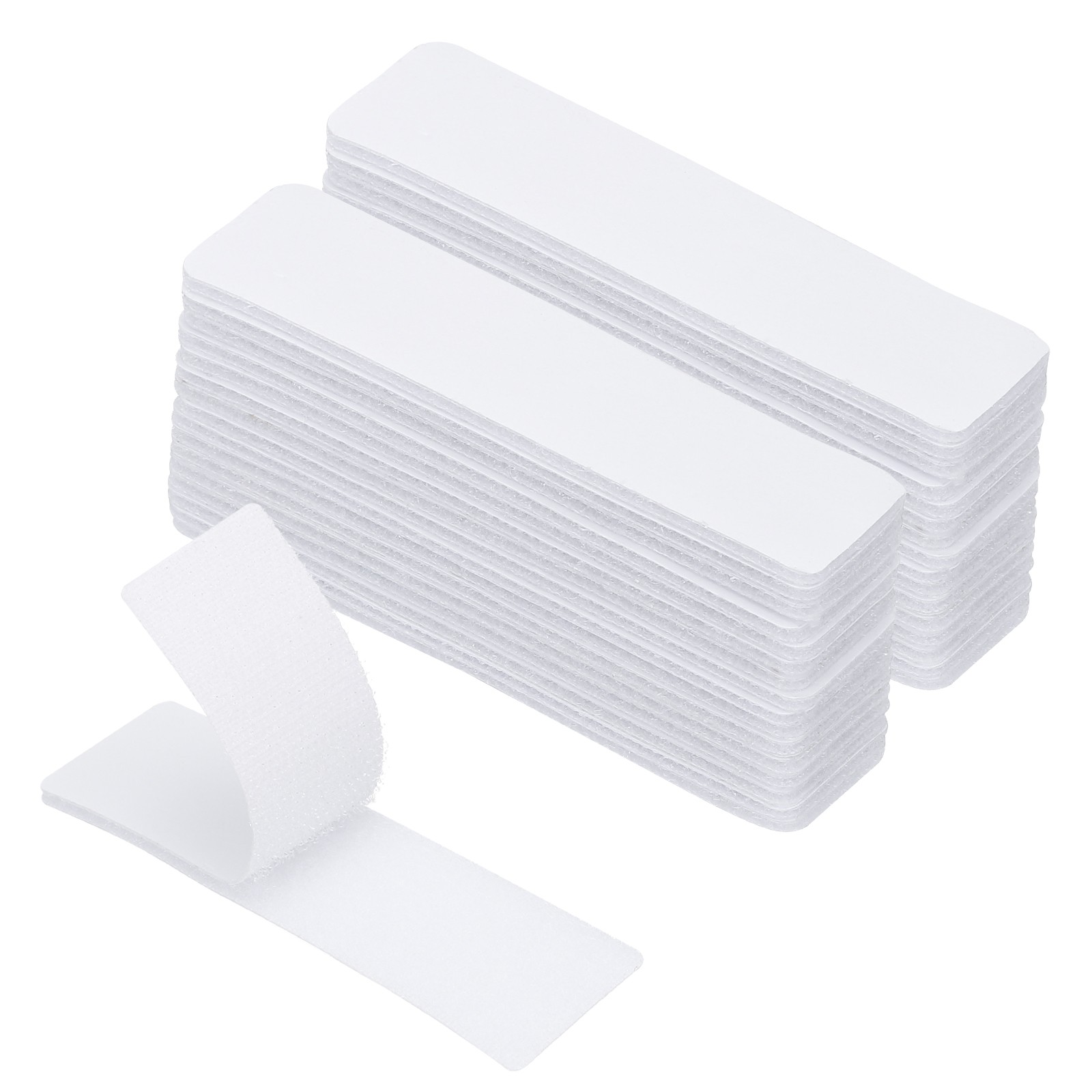 1×3.9 Inches Hook and Loop Dots 16 Sets Rectangle Self Adhesive Tape White