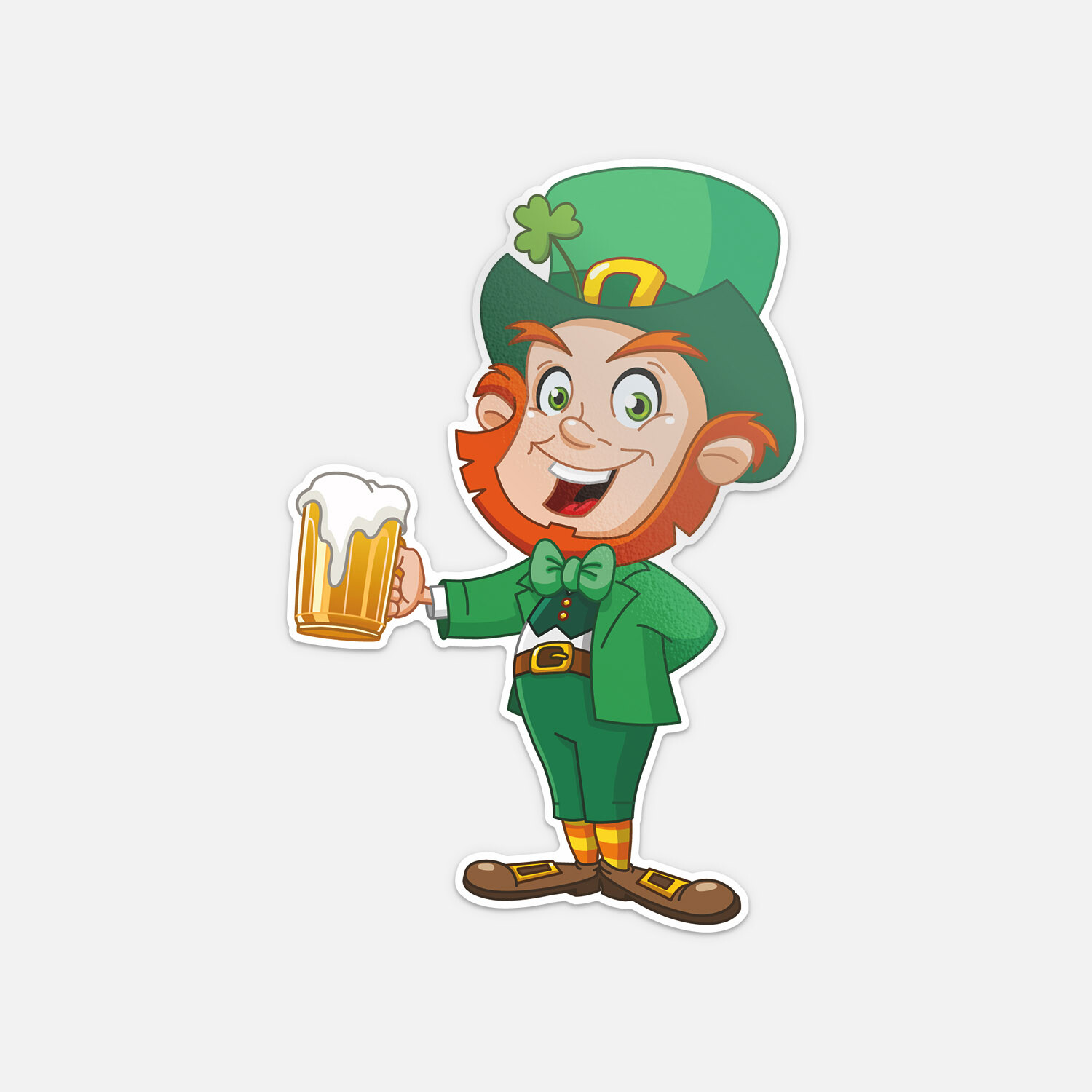 Funny Cartoon Leprechaun With Beer Vinyl Sticker Decal