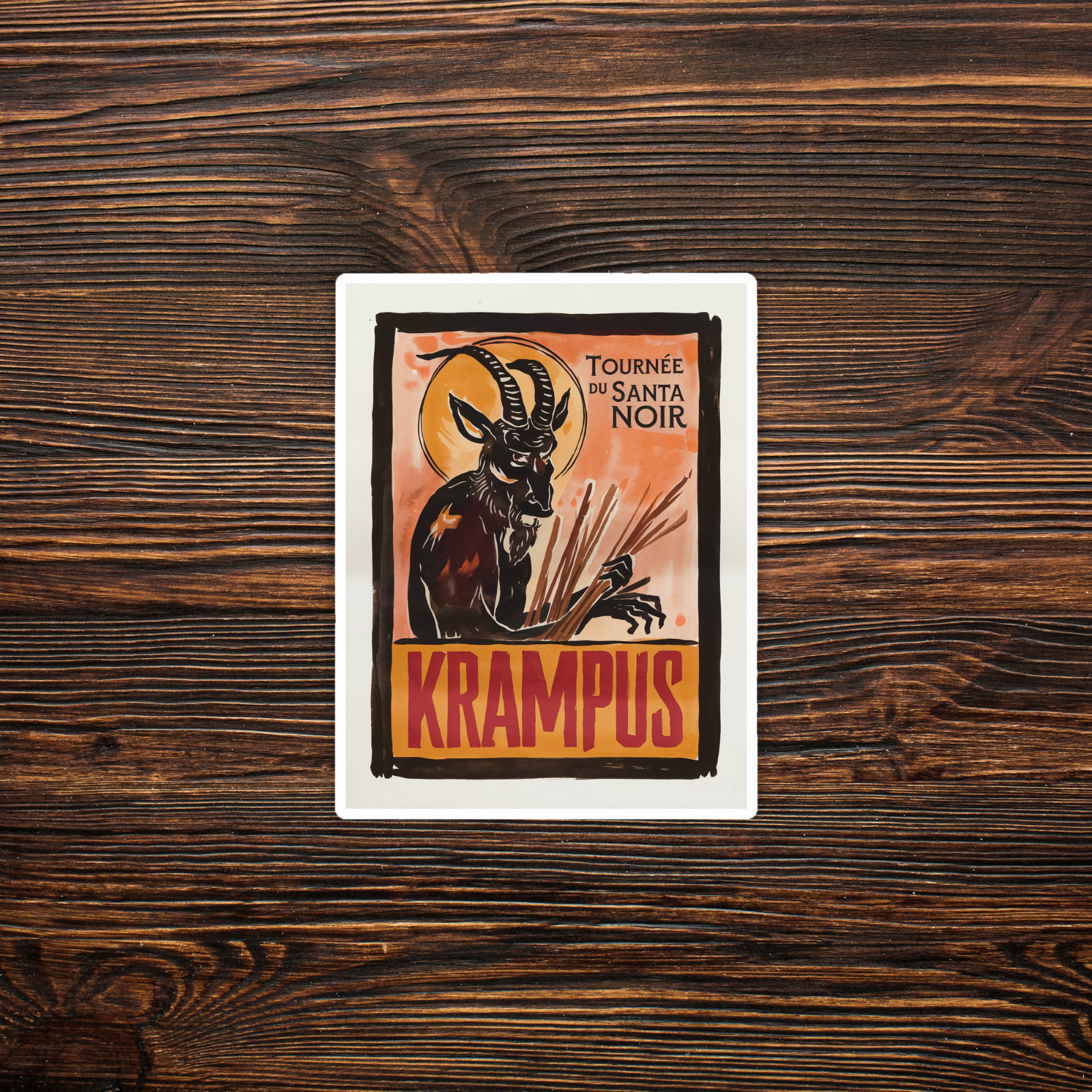 Vintage Krampus Tournée du Santa Noir Sticker – Rare Christmas Devil Folklore Ar
