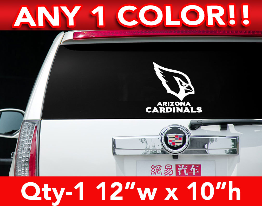 ARIZONA CARDINALS WORDS / HEAD LOGO DECAL STICKER 12″w x 10″h ANY 1 COLOR