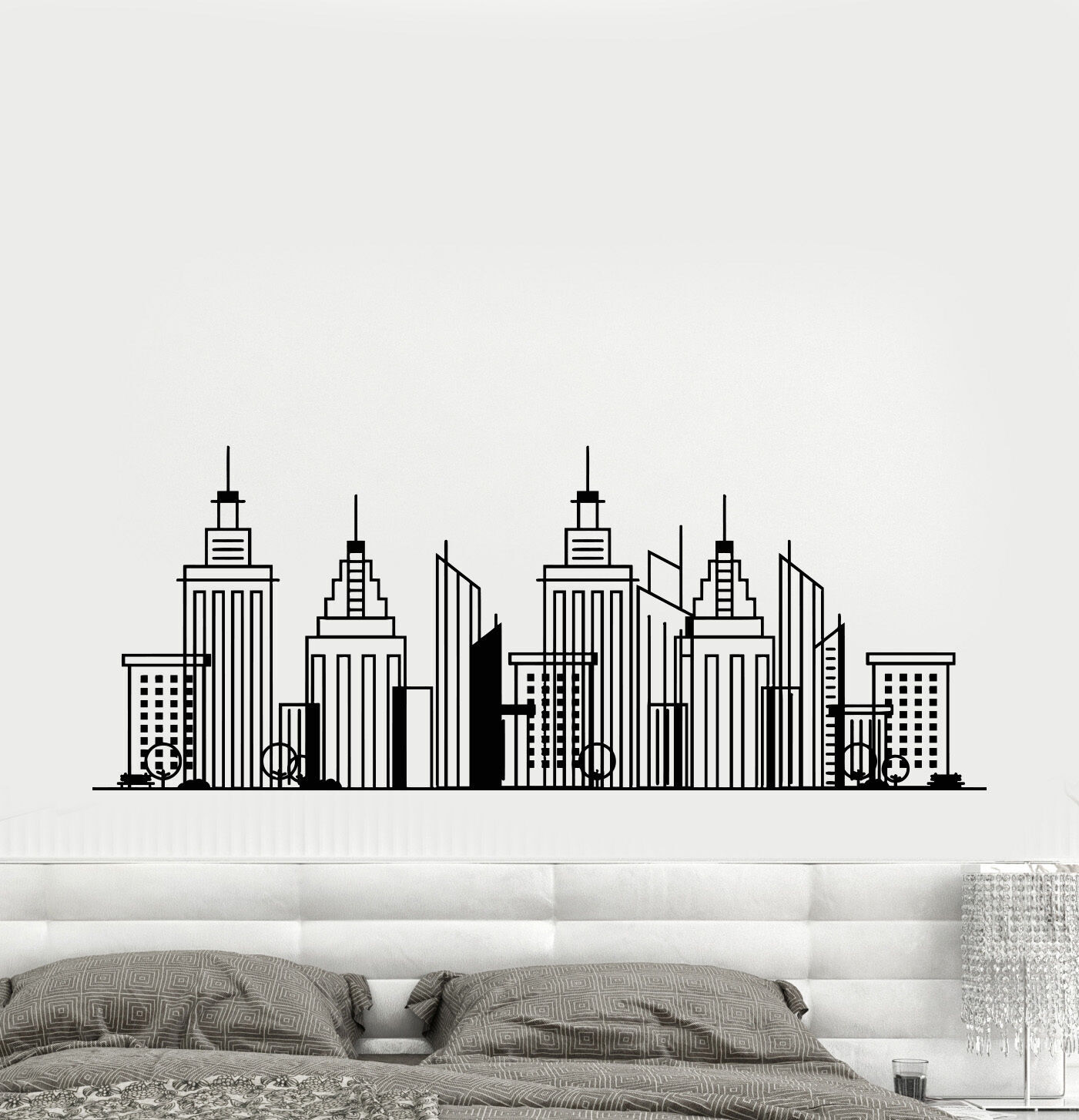 Vinyl Wall Decal Big Cartoon City Building Town Stickers (1562ig)