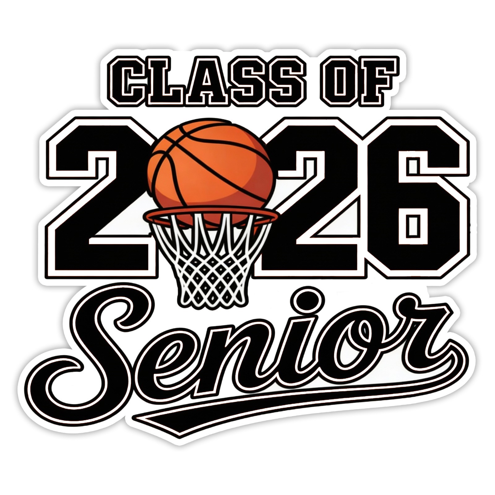 Class of 2026 Basketball Stickers Senior Graduation Decoration Sports Vinyl