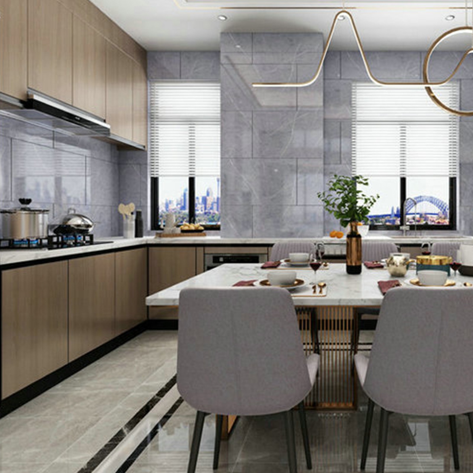 30*60cm Marble Tiles Sticker Self-Adhesive Kitchen Bathroom Home Wall Decoration