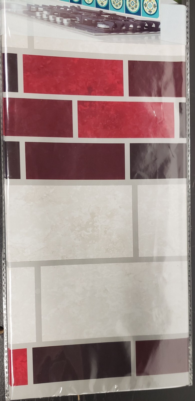 Kitchen Stove Backsplash Sticker/Wall Decal 30″x18,COLORFUL RECTANGLES,BRICKS,GR