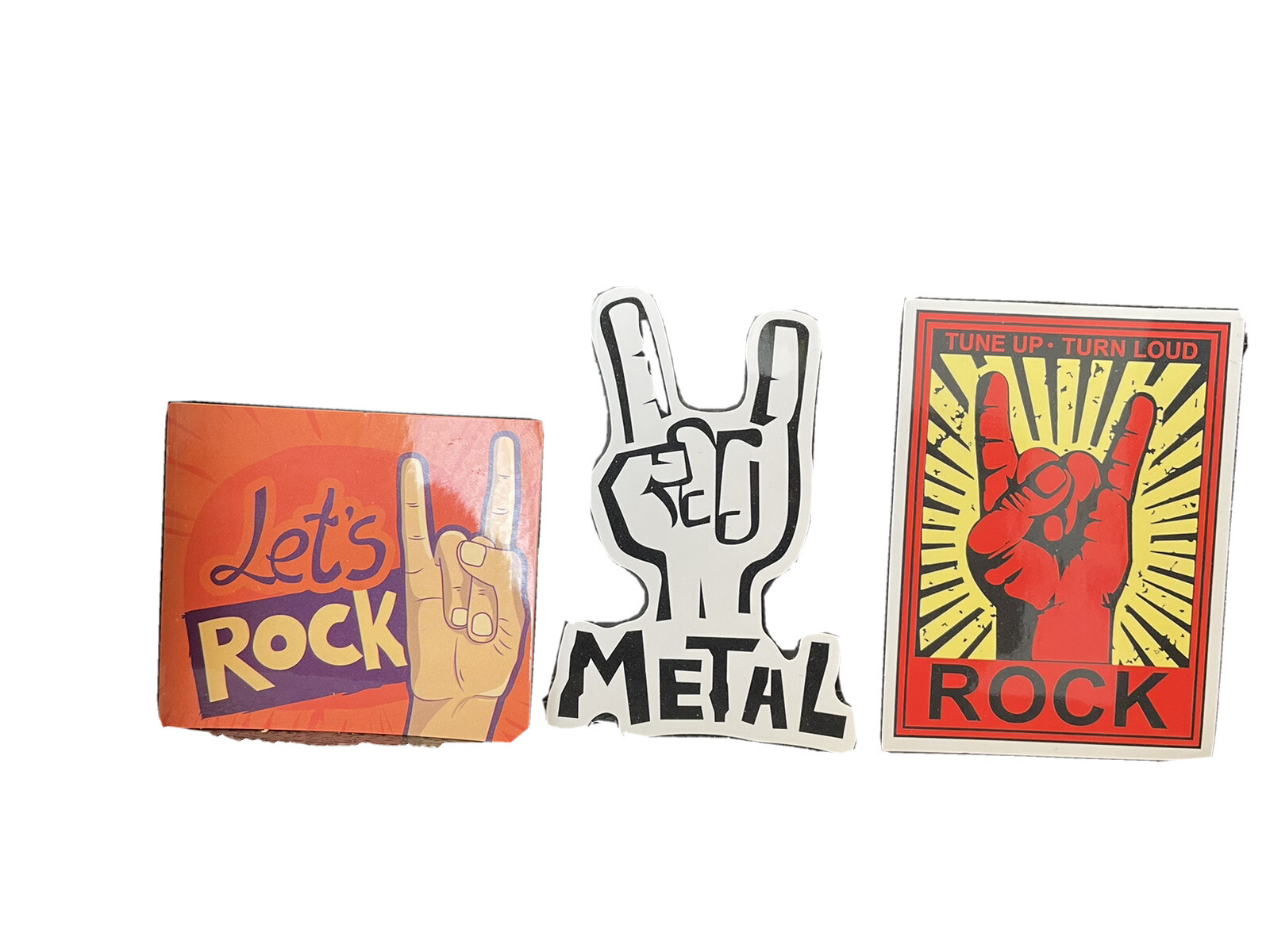 LETS ROCK METAL ROCK STICKER LOT OF 3