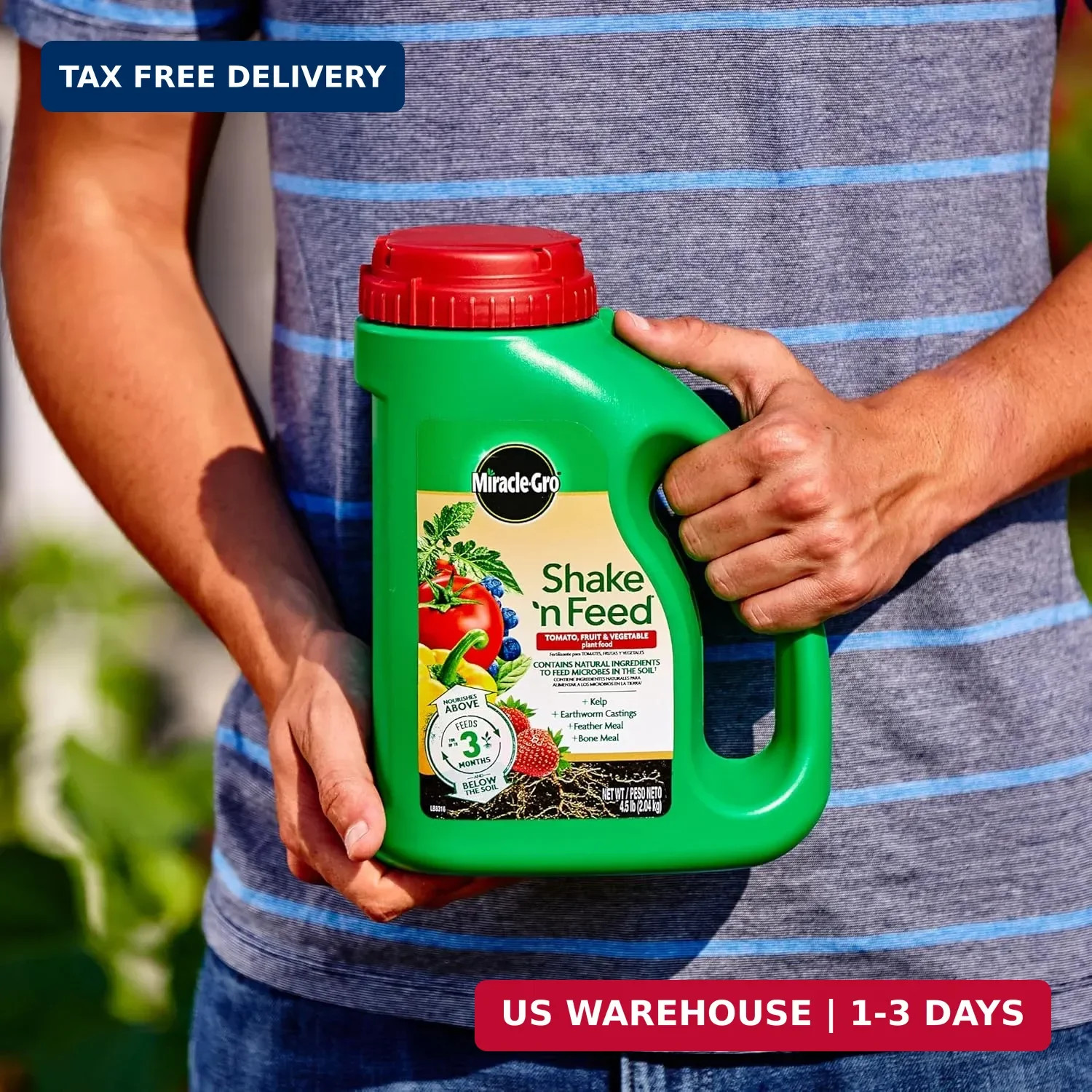 Miracle-Gro Shake ‘N Feed Tomato, Fruit & Vegetable Plant Food, 4.5 lb. | For Ou