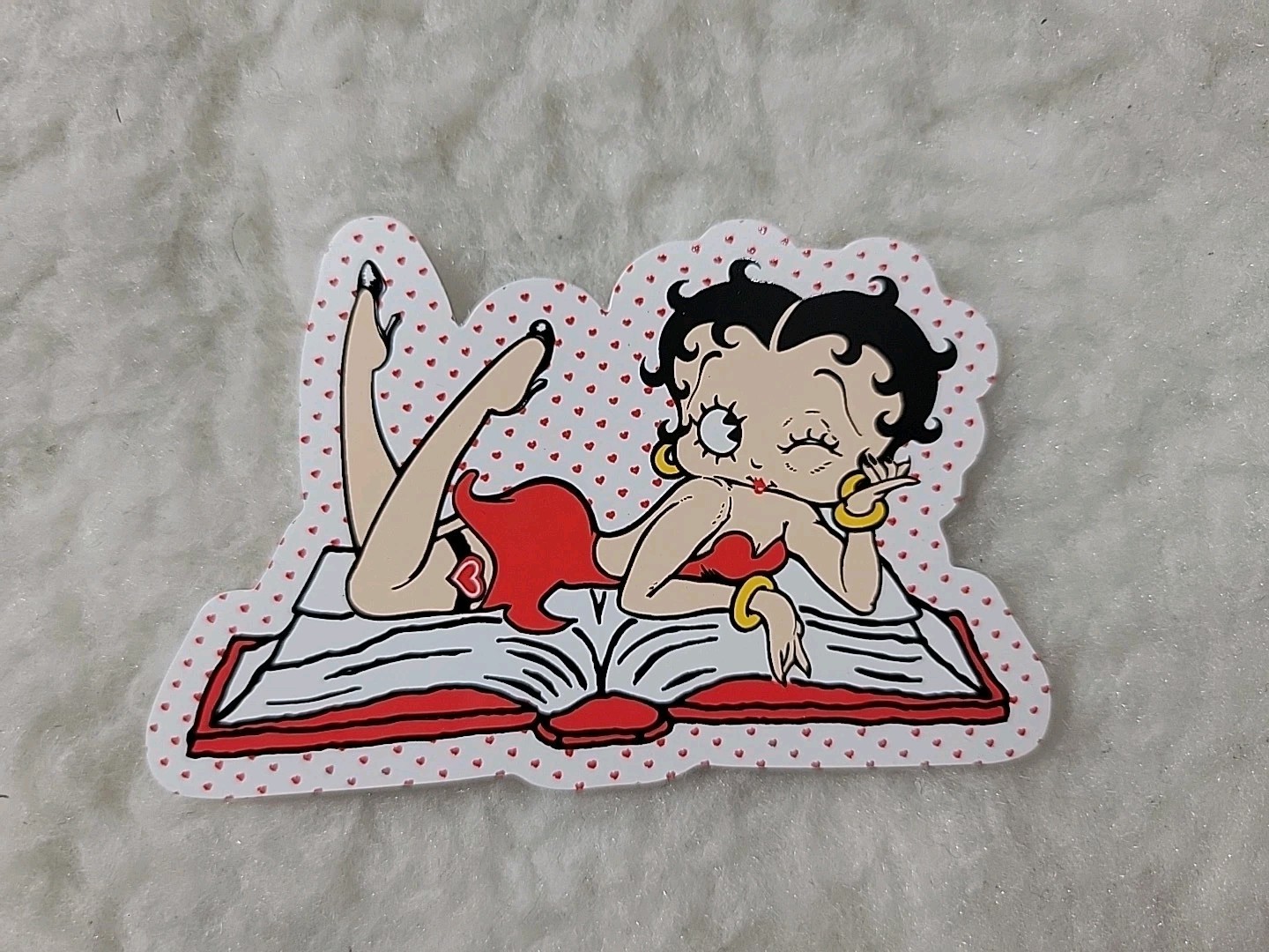 Vintage Betty Boop Book Wink Red Sticker