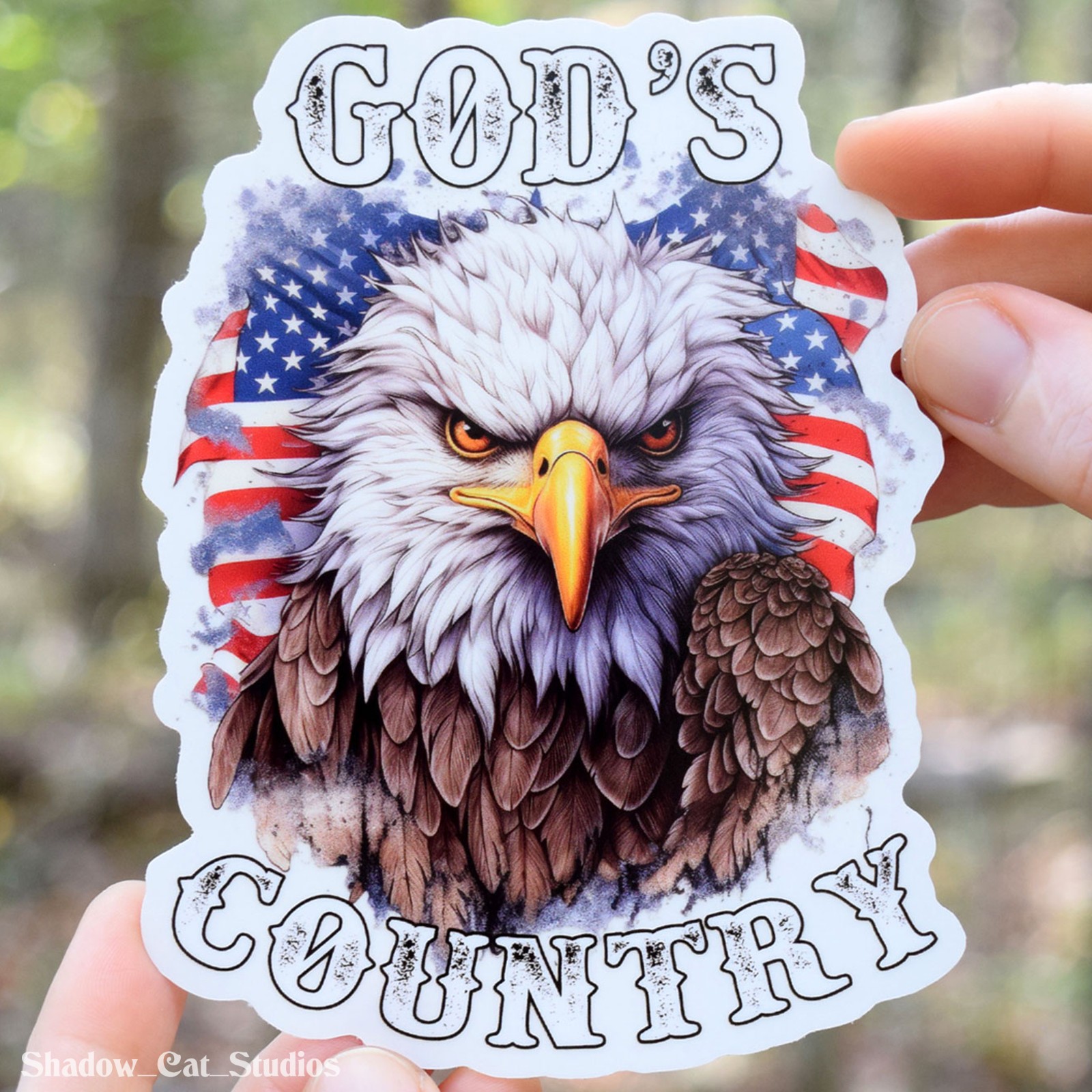 God’s Country Eagle Die Cut Clear Vinyl Sticker USA Patriotic Premium Quality