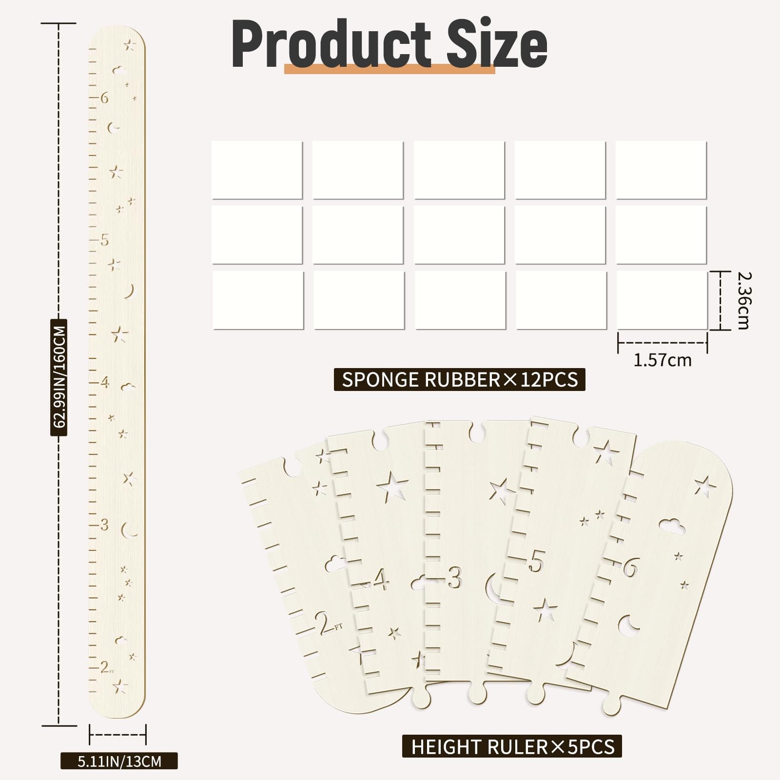 Wooden Growth Chart for Kids,Height 10 inches x 3.9 inches, Wood color