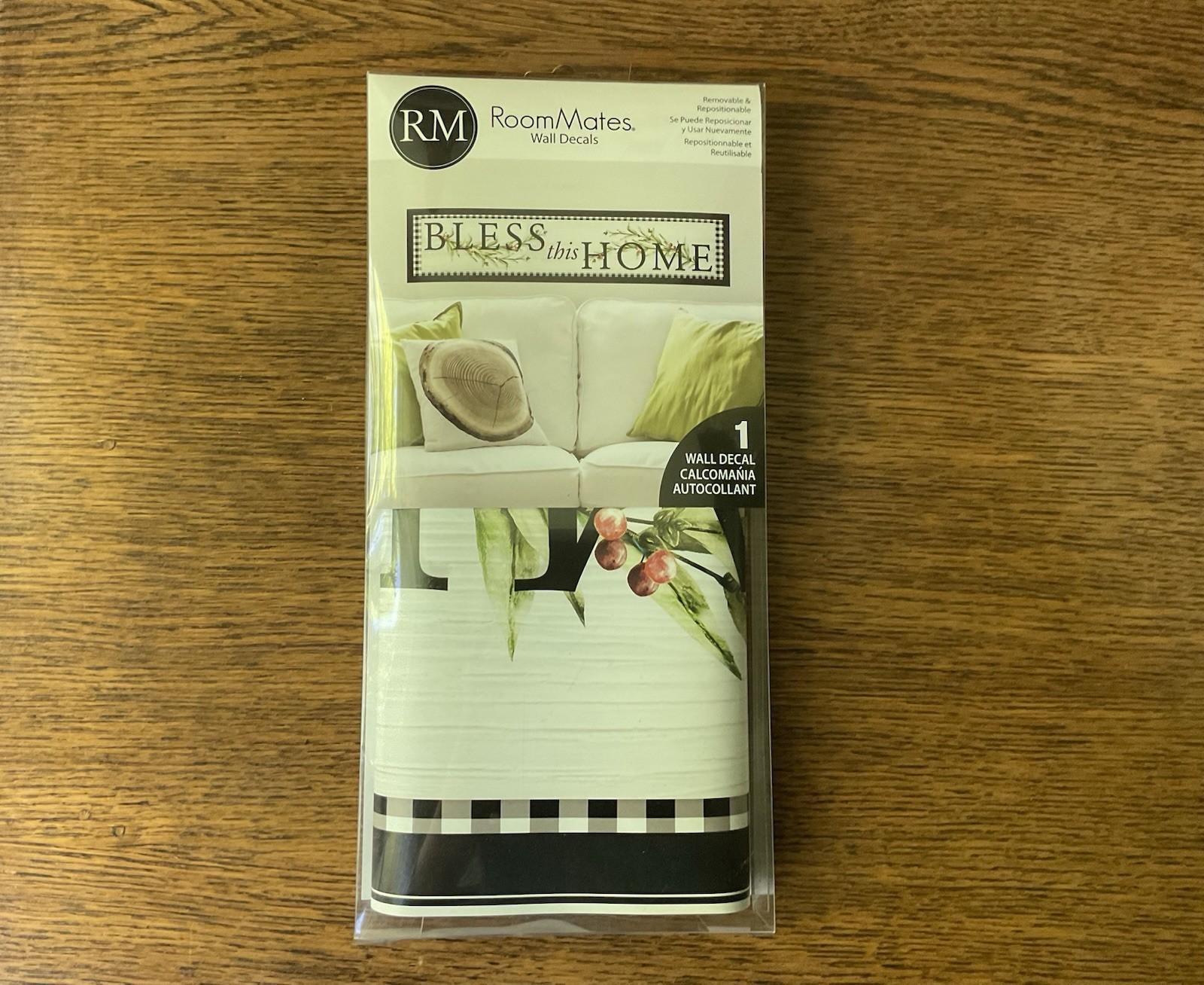 RoomMates Wall Decal Removable Repositional Vinyl, Bless this Home, Gingham