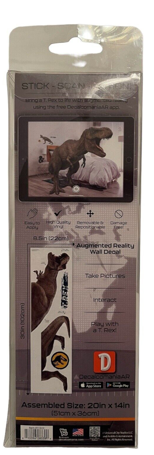 Jurassic World T-Rex Dinosaur Wall Decal 20×14” w/Augmented Reality *FREE SHIP*