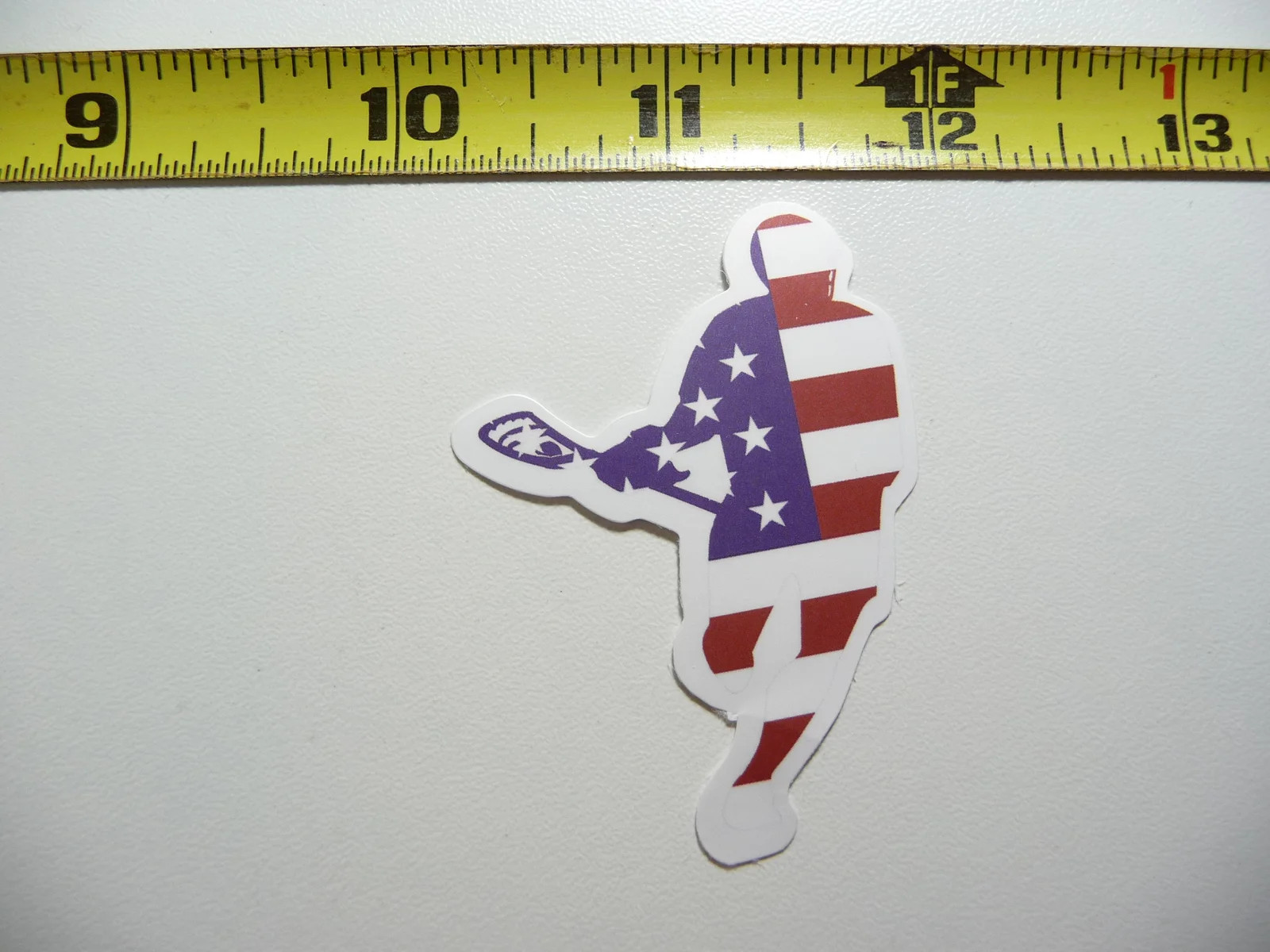 US USA FLAG LACROSSE PLAYER SMALL STICKER DECAL GAME ATHLETIC SPORTS GAME
