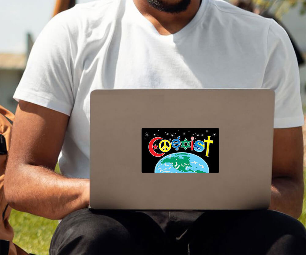 Coexist Earth – Postcard Sized Vinyl Sticker 6″ x 3.75″