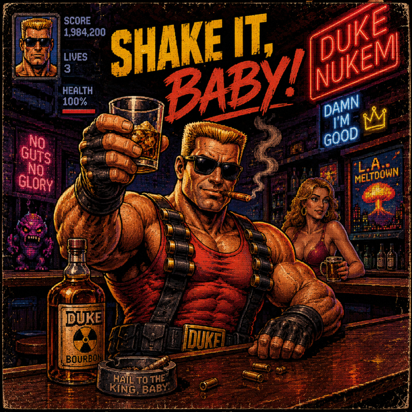 Shake It Baby Duke Nukem Retro Gaming Sticker Classic PC Game Vinyl Decal