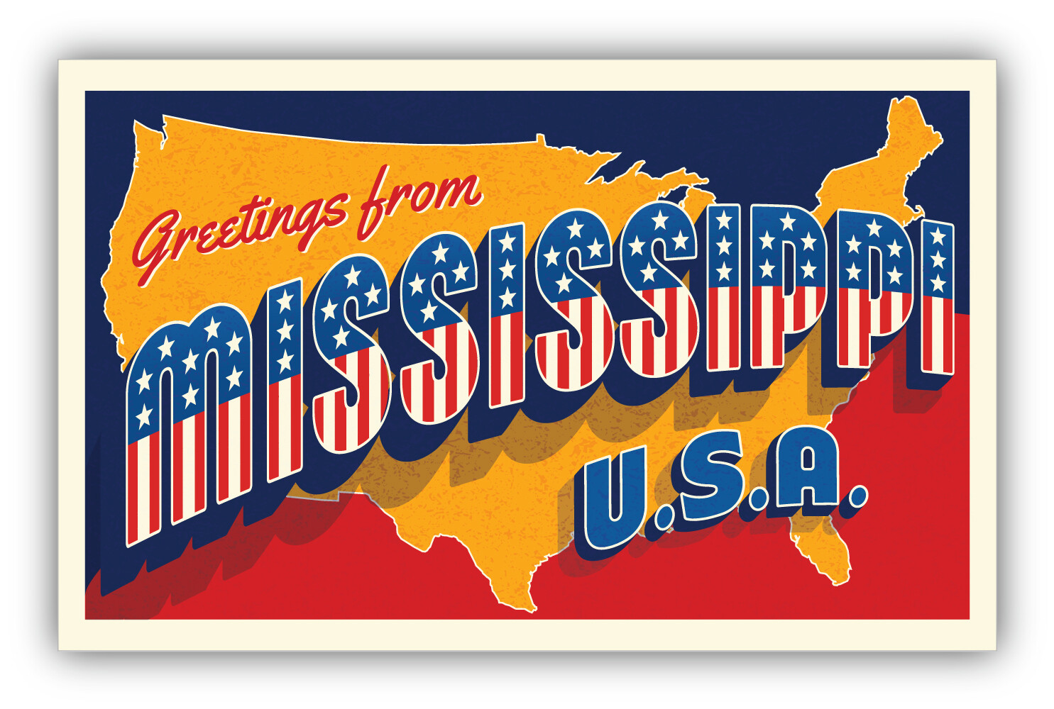 Mississippi USA State Vintage Greetings Vinyl Sticker Decal