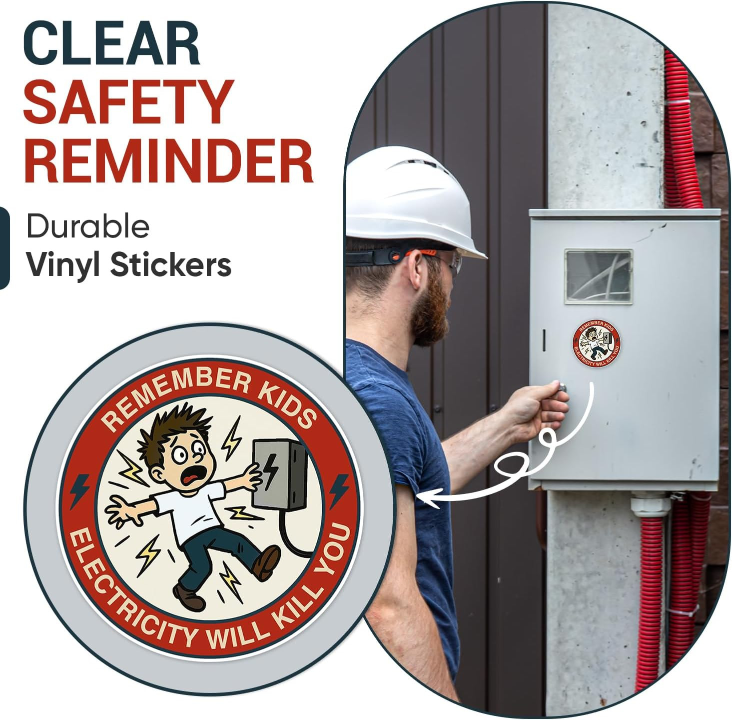 | 6 Pcs Remember Kids Electricity Will Kill You Sticker – 2.25″ By 2.25″ – St…