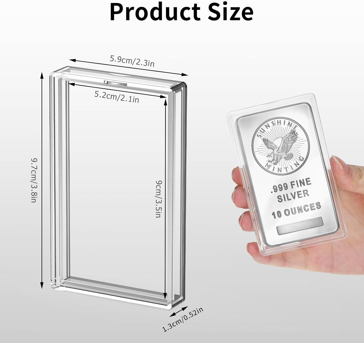 10Oz Silver Bar Holder – 5Pcs Capsule Storage Container for 10 Ounce Bars