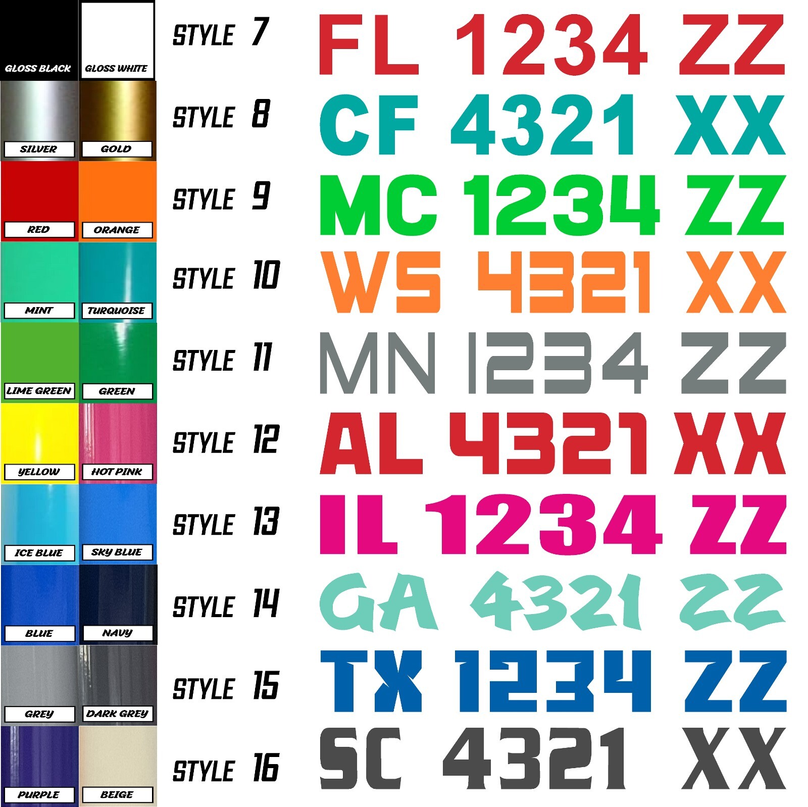 Boat Registration Numbers & Letters 2 Pack Custom 3″ Boat & Jetski Stickers 1CL