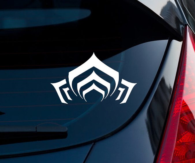 Lotus Warframe Matte White Indoor/Outdoor Vinyl Decal 3″x1.8″