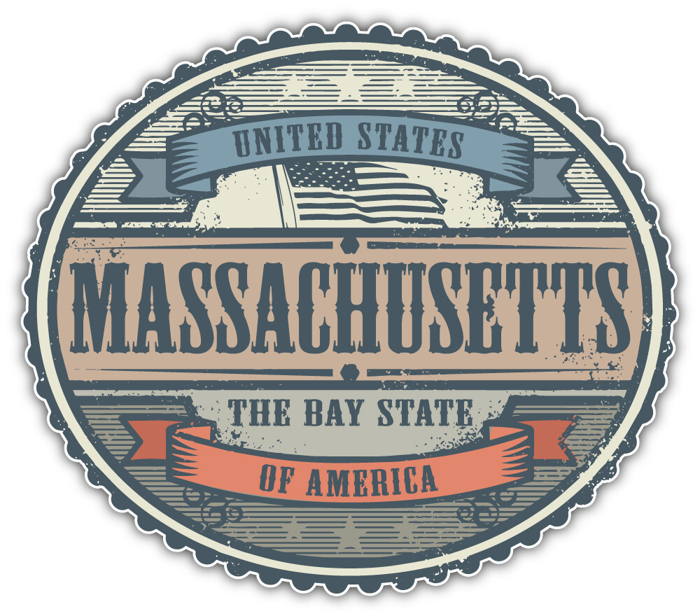 Massachusetts USA State Retro Vintage Emblem Car Bumper Sticker Decal “SIZES”