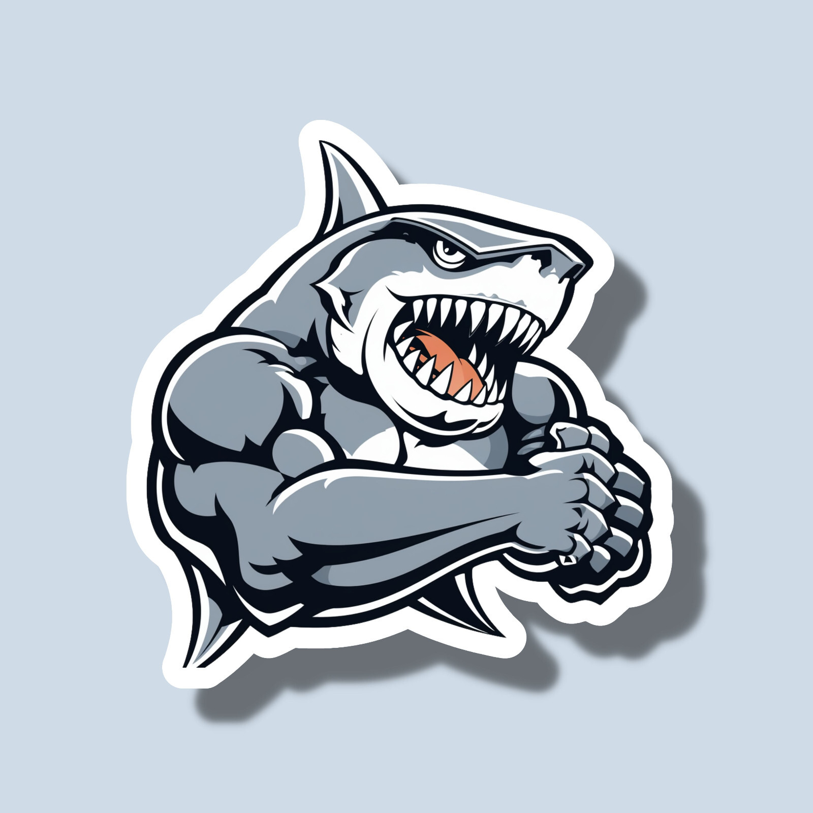 Muscular Muscle Shark Workout Gym Fierce Strong Athletic 3″ Vinyl Sticker
