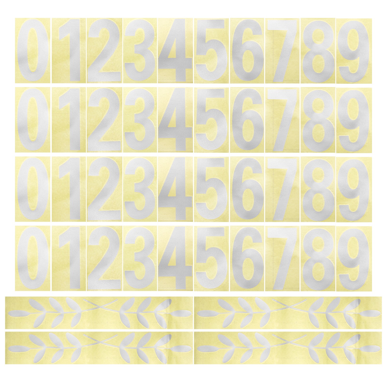 2 Inches Reflective Mailbox Numbers and Leaves for Decals, 4 Sets Silver