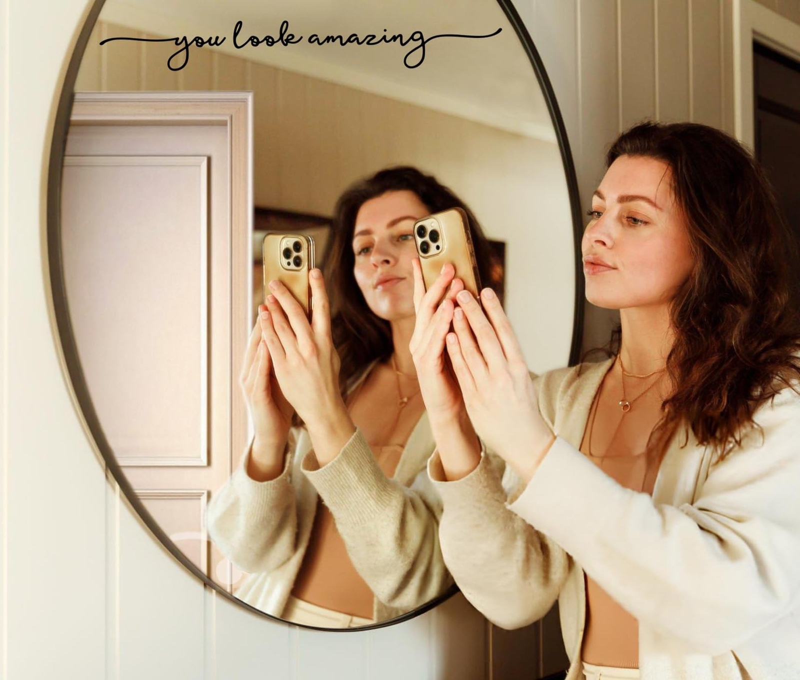 You Look Amazing Mirror Decal – 18 x 2.5 Inch Mirror Vinyl,Bathroom Decor,Slo…