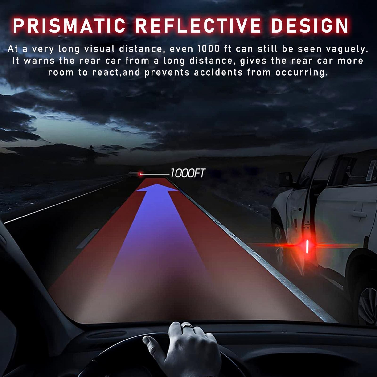 4Pcs Car Door Open Reflective Stickers Night Visibility Warning Protective Strip