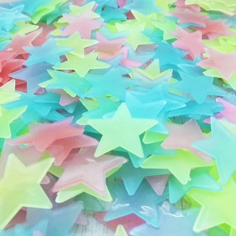 100PCS 3CM Luminous Star Wall / Ceiling Sticker