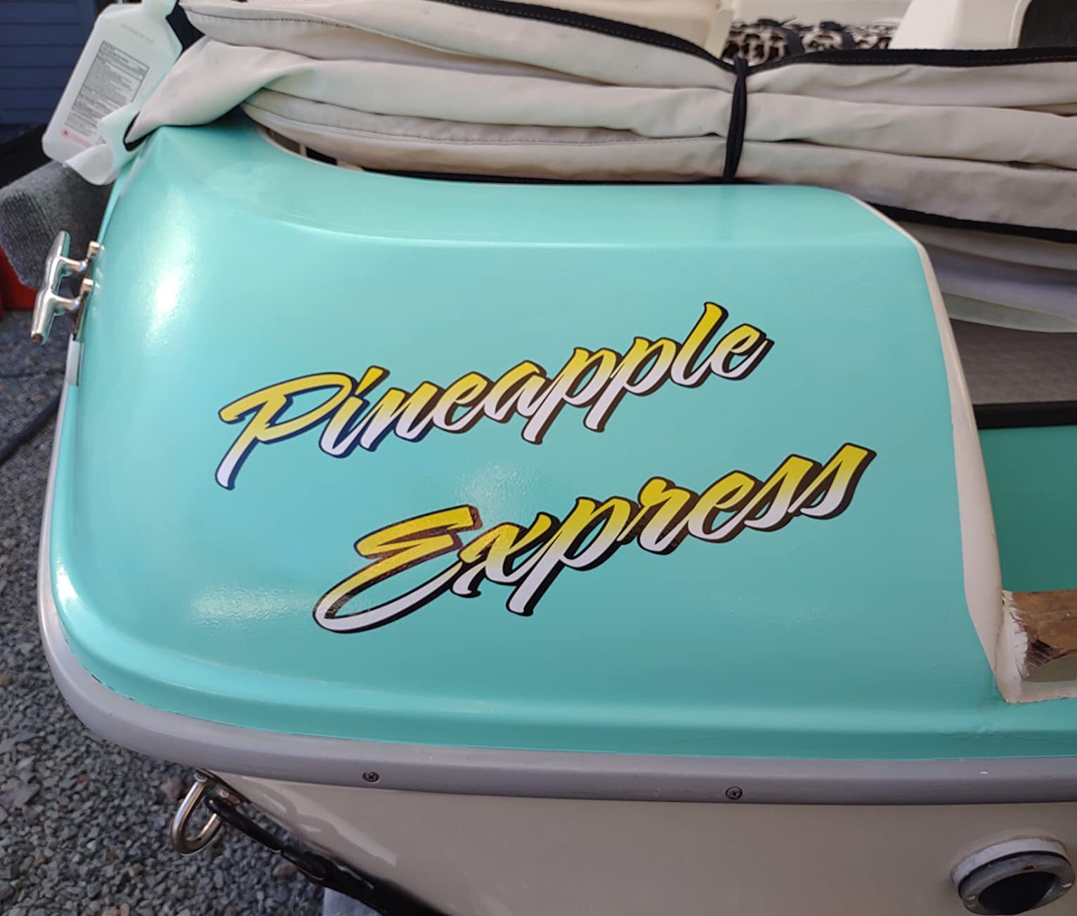 Boat Name Decal 6×36″ / Custom Hull Graphic / Premium Marine Vinyl Lettering GR