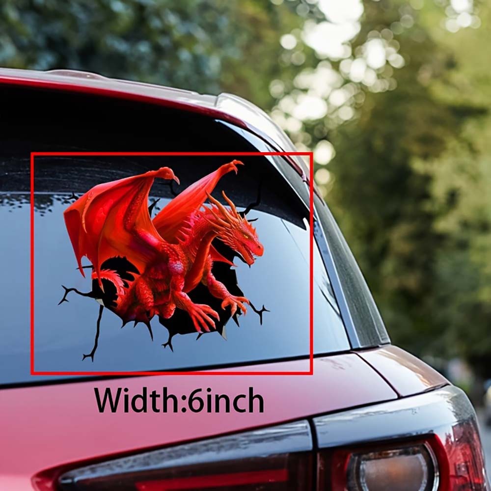 Dragon-Shaped 3D Visual Sticker Red Crack-Effect Dragon-Shaped 3D Visual Sticker