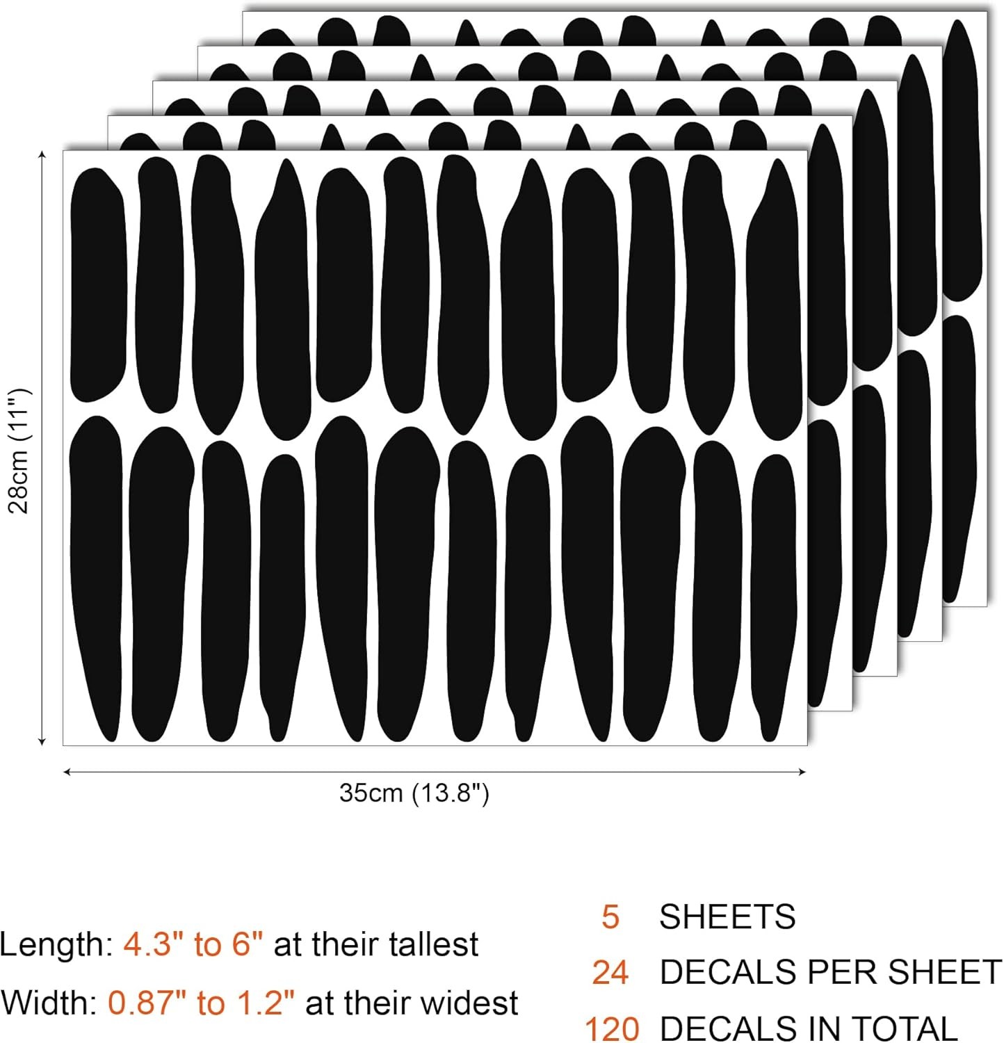 Black Thick Irregular Line Vinyl Abstract Wall Decals, Peel and B,
