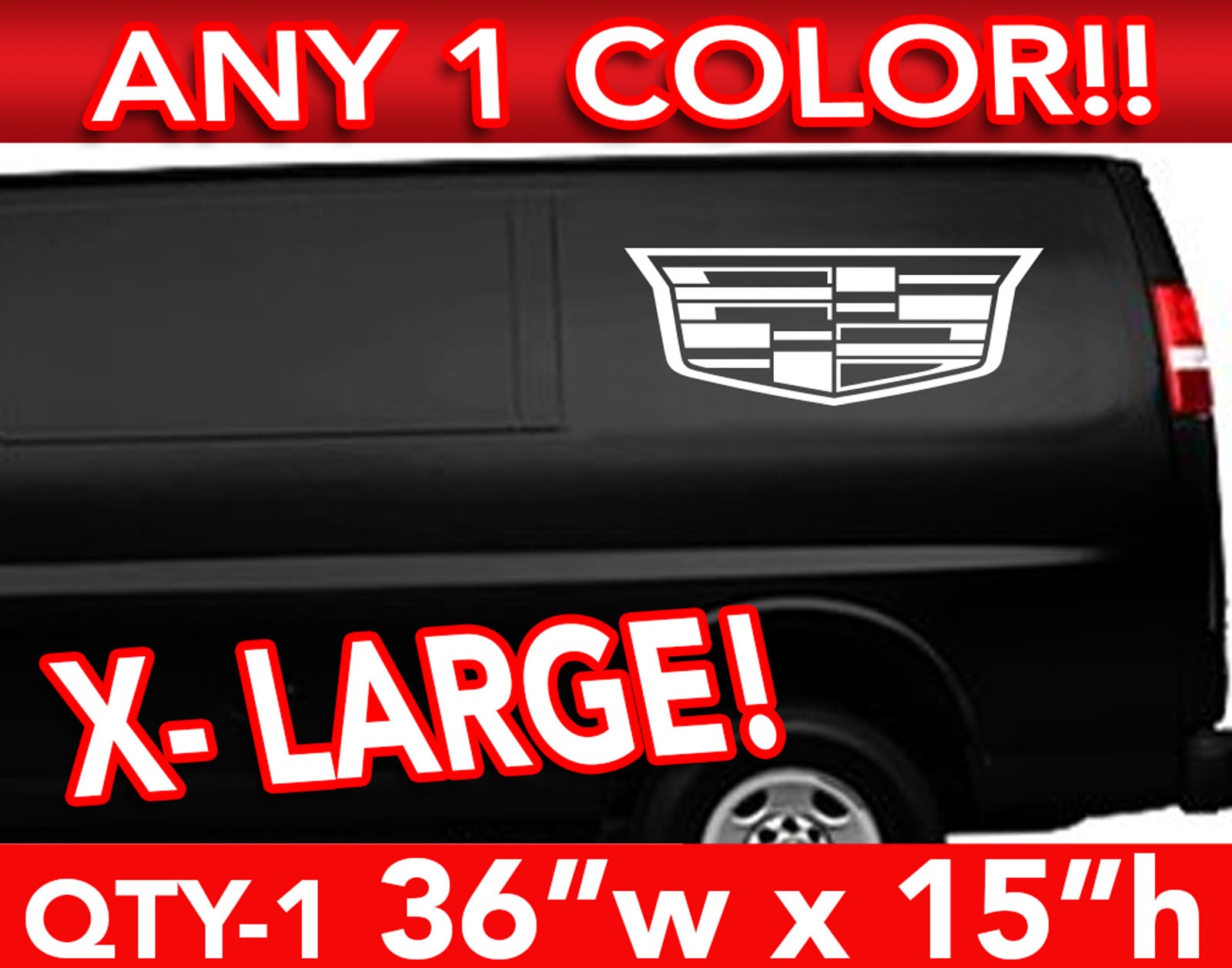 CADILLAC ESCALADE MODERN LOGO CT5 CT4 XT6 DECAL STICKER 36″w x 15″ ANY 1 Color