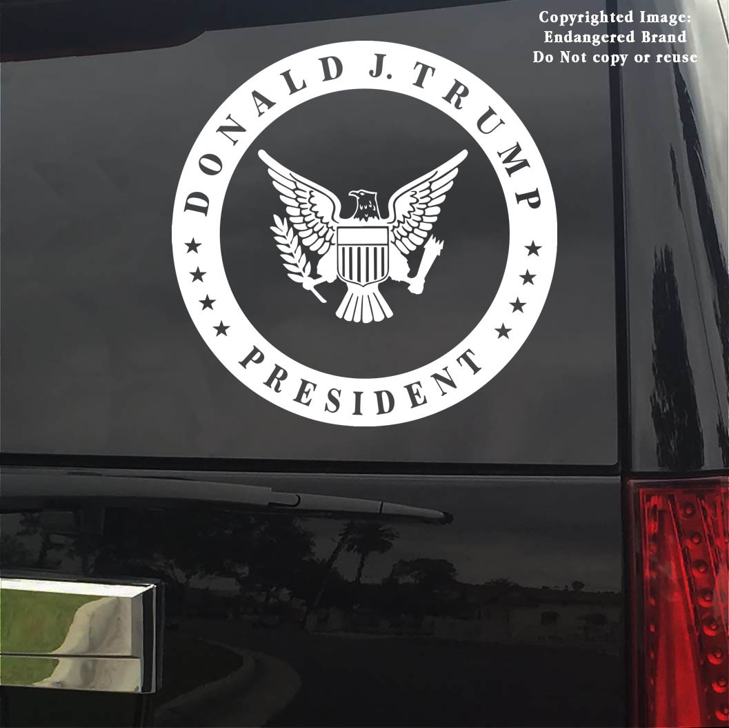Donald J Trump President Round Badge-2 MAGA sticker decal for car, truck, window