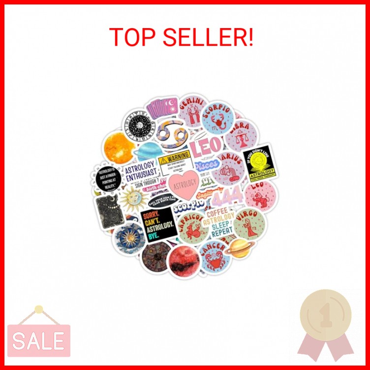BulbaCraft 100Pcs Zodiac Sign Stickers, Astrology Stickers for Water Bottle and