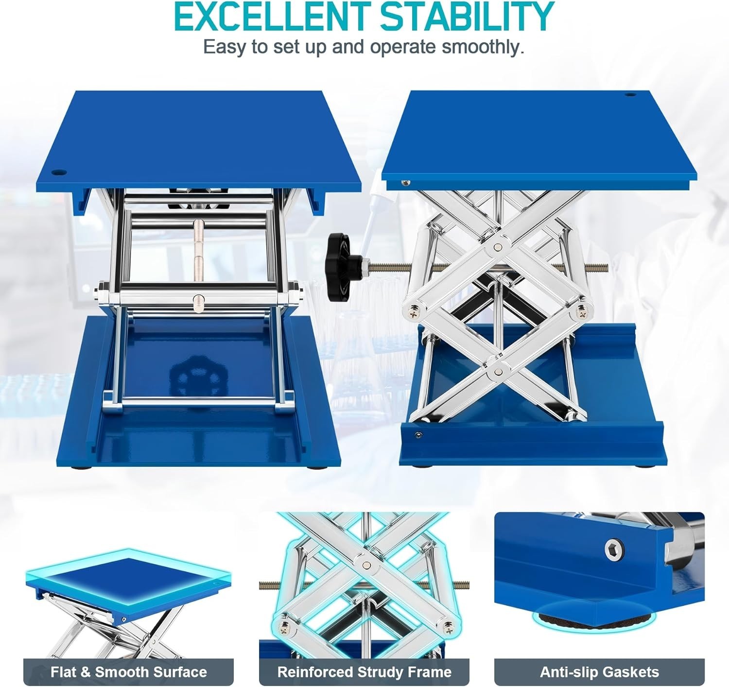 Jack Stand Platform 8″ x 8″, Laboratory Support Stand 200x200mm Manual Lab Lift