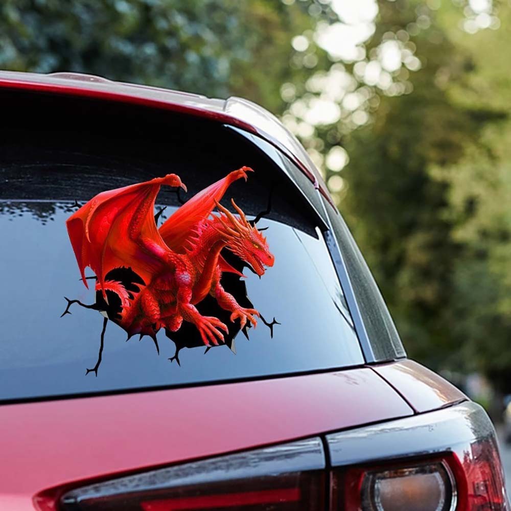 Dragon-Shaped 3D Visual Sticker Red Crack-Effect Dragon-Shaped 3D Visual Sticker