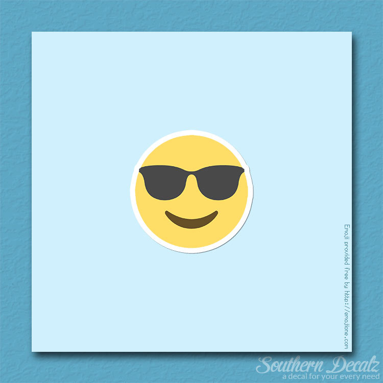 Cool Sunglasses Smiley Emoji – Vinyl Decal Sticker – c115 – 3.75″ x 3.75″