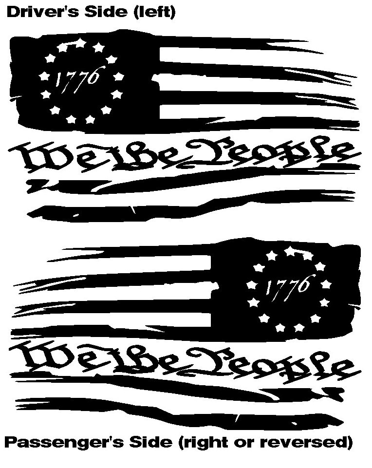 American Flag 1776 Vinyl Decal Set Betsy Ross Distressed We The People Sticker
