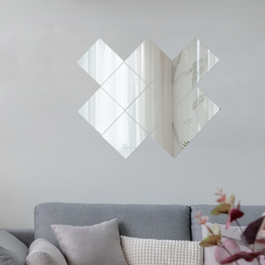 Silver Mirror Wall Sticker for Decor PVC Material Peel and Stick Smooth Edges