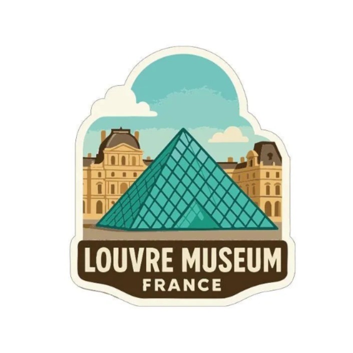 Louvre Museum France Iron On Heat Transfer Vinyl HTV Die-Cut Symbolic Landmark