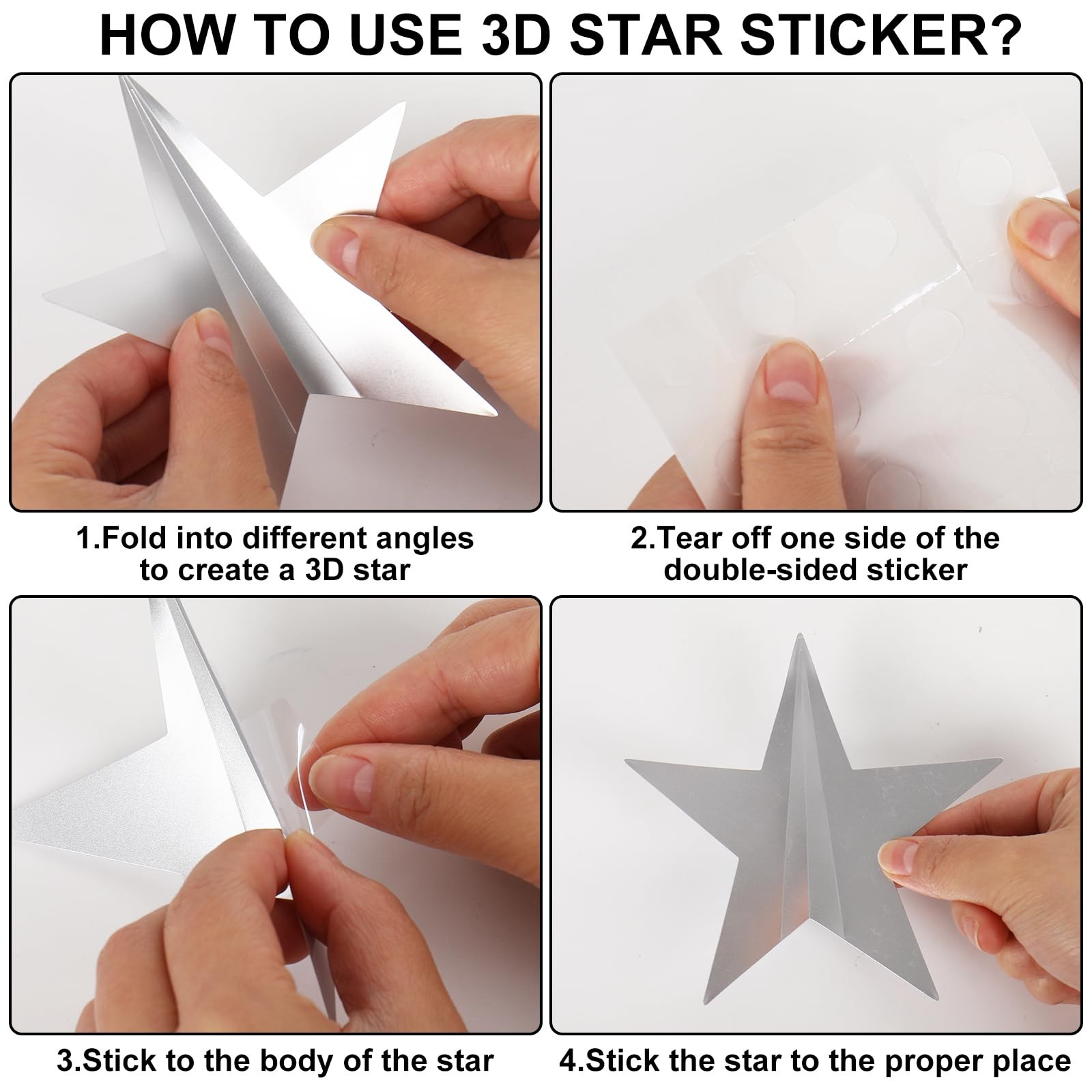 72Pcs 3D Patriotic Wall Stickers Red Blue White Star Window Decals 4th of July