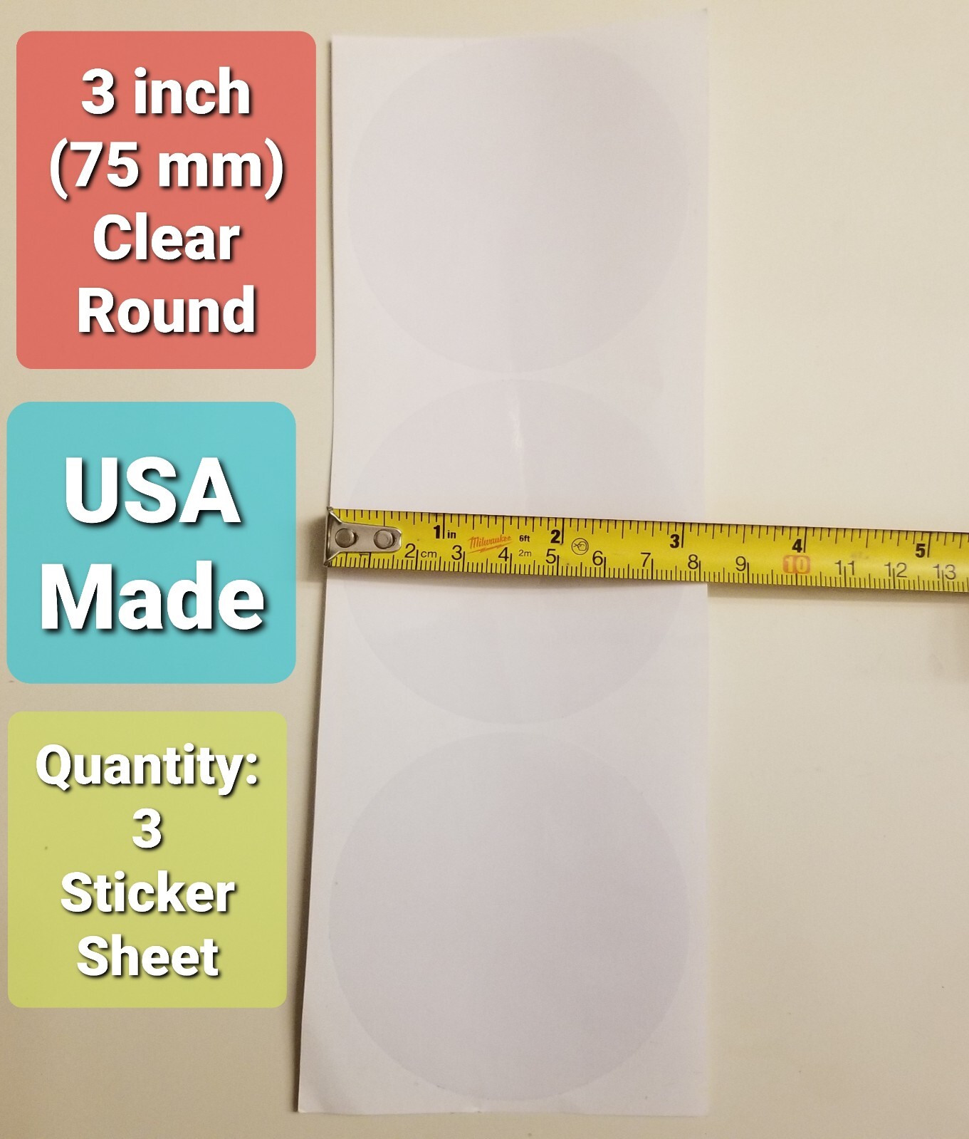 3″ Clear Round Sticker Label Transparent Dot Circle Seal Security Decal Tamper