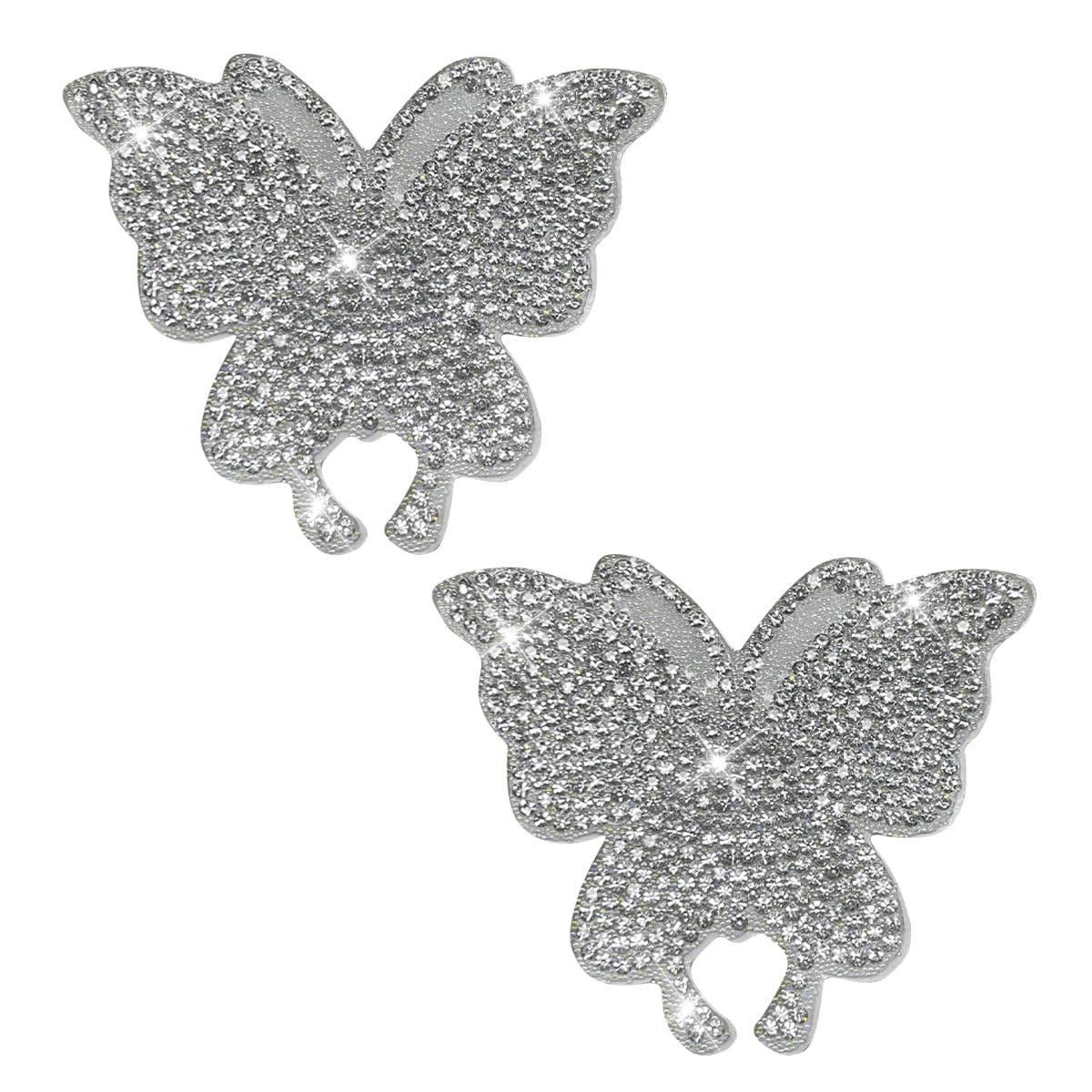 2PCS Crystal Car Stickers Butterfly Bling Rhinestone Decals, 2PCS, Silver